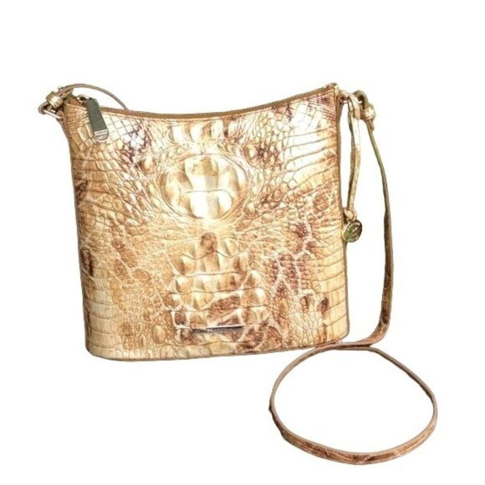 Brahmin Katie Croc Embossed Leather Handbag Camel Safari Melbourne NWT
